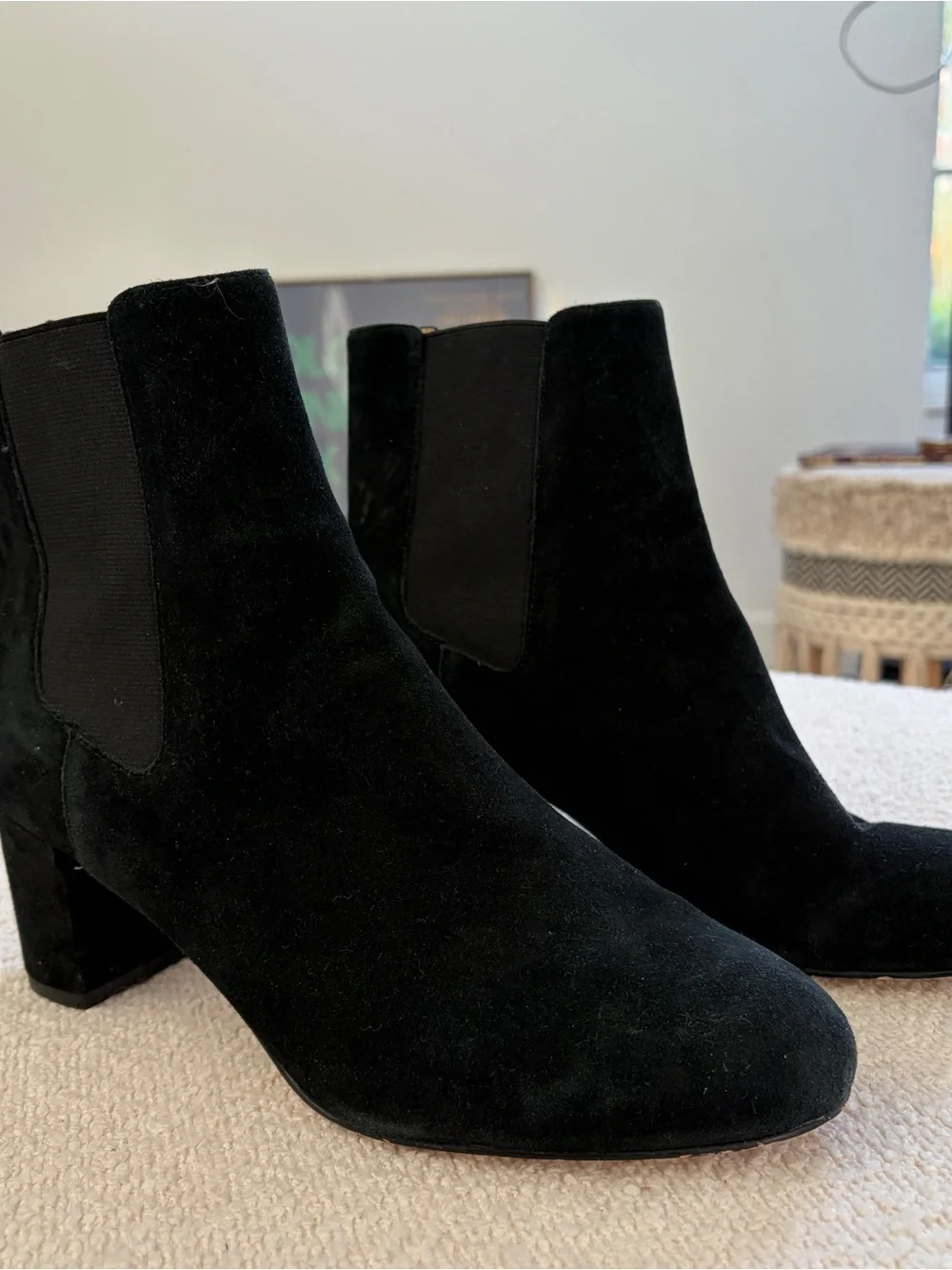 J. Crew Black Suede Ankle Booties with Block Heel